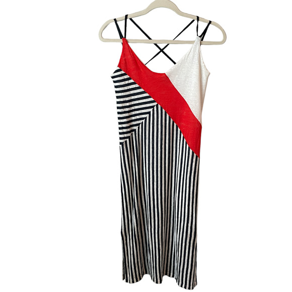 Margherita Missoni X Splendid Striped Dress Navy Blue White and Red - Picture 3 of 8